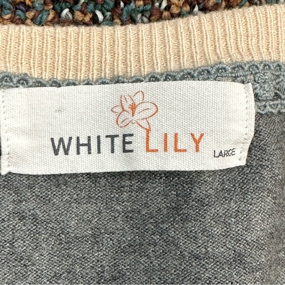 White Lily Gray & Cream Knit Sweater Top - Picture 5 of 9